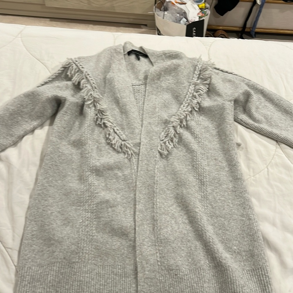 WHBM Grey Fringe Cardigan